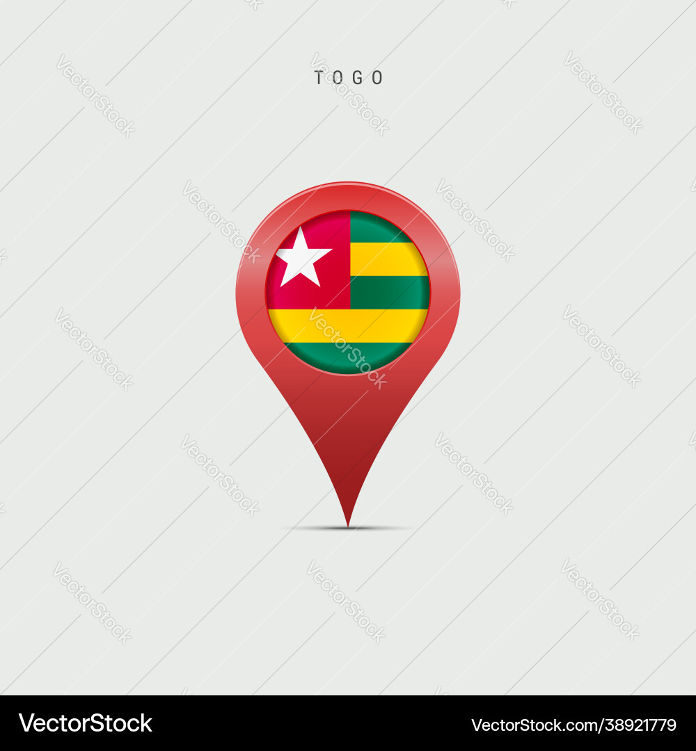 Teardrop map marker with flag togo 3d Teardrop map marker with flag togo 3d vector image