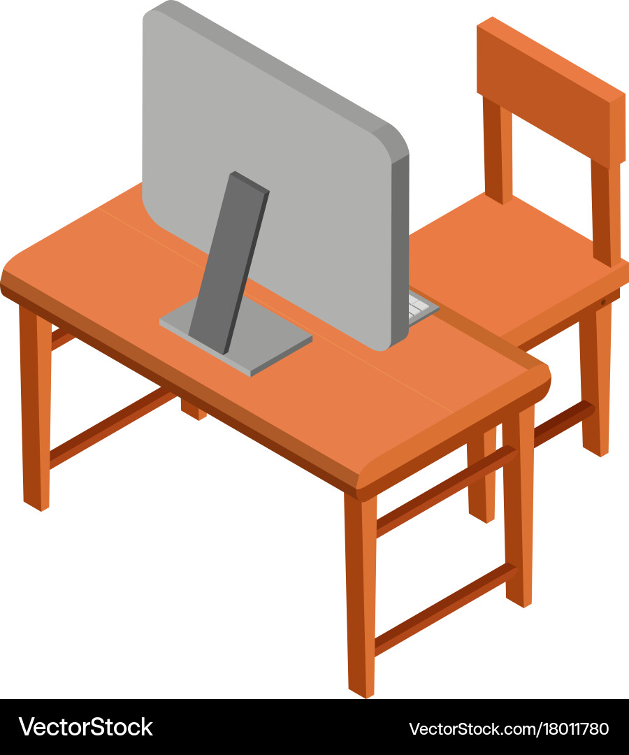 3d design for desk with computer on top Vector Image