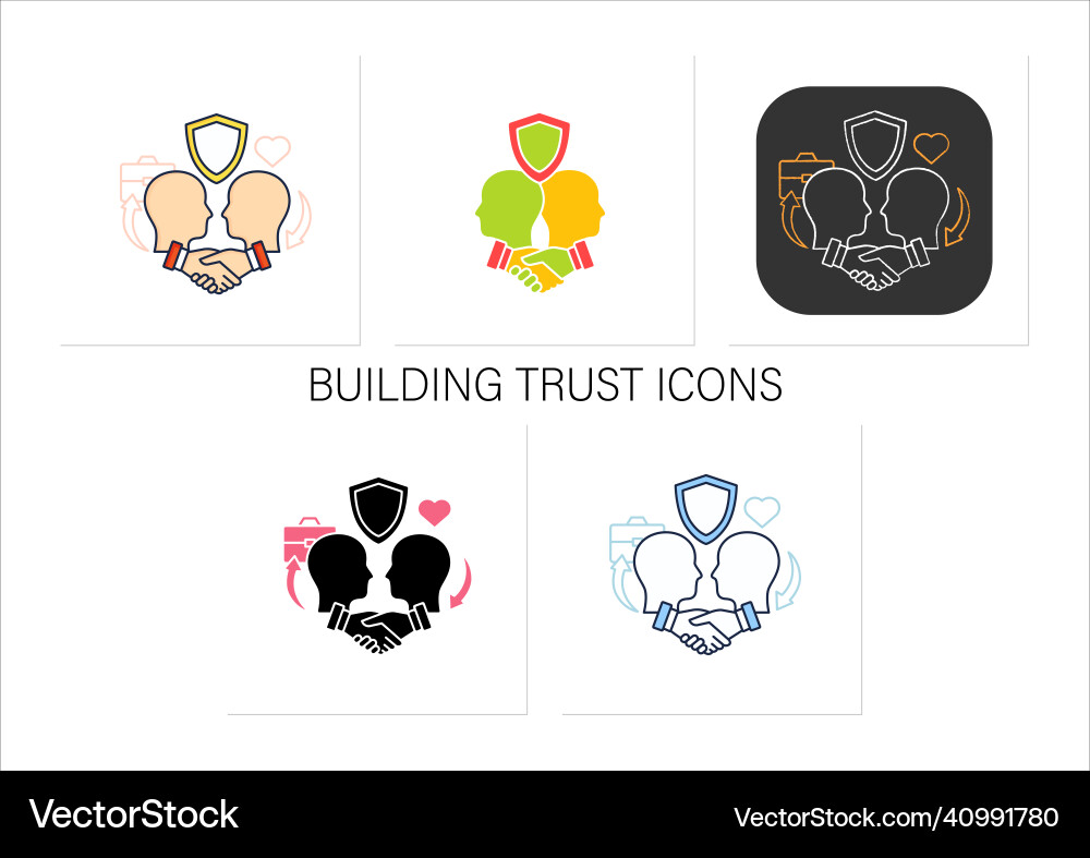 Building trust icons set vector image