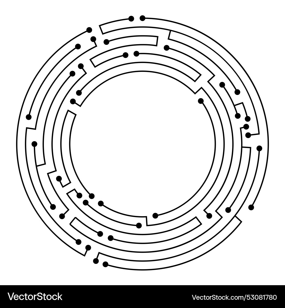Circuit board circle frame abstract digital round vector image