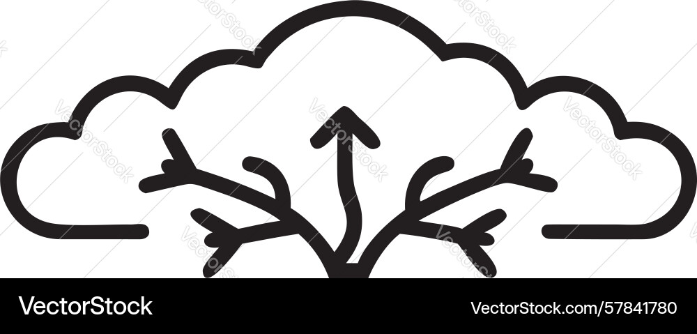 Cloud with branching arrows for data flow Vector Image