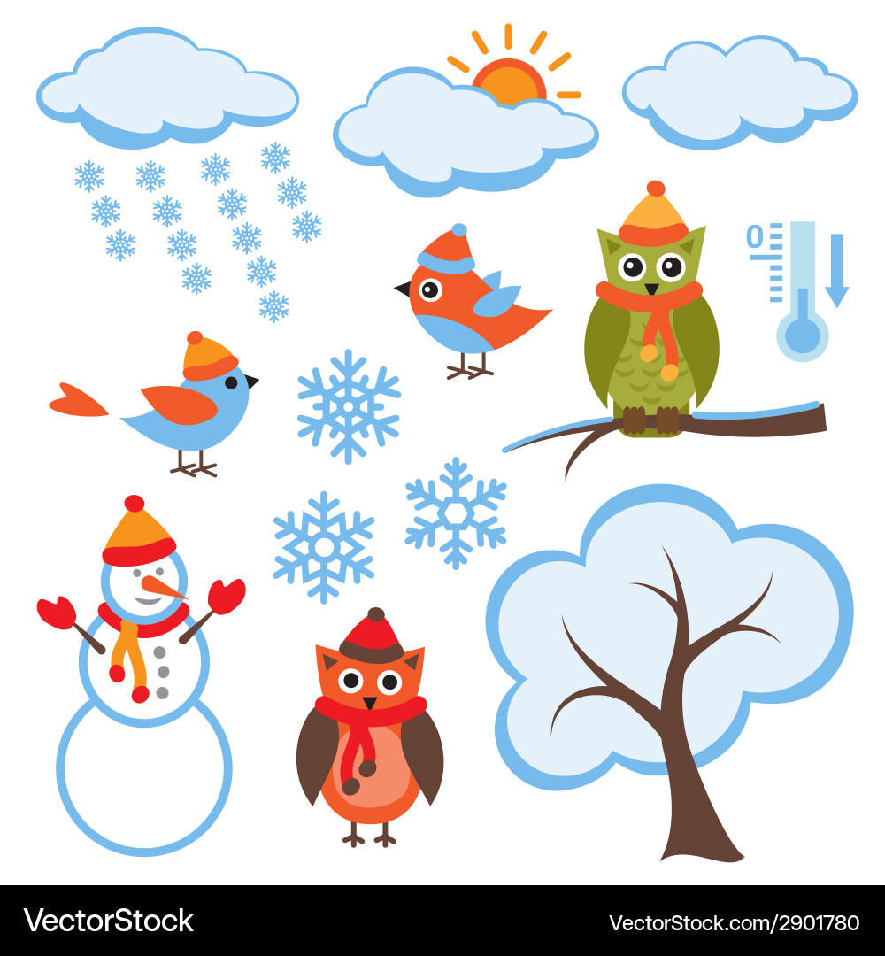 Cute winter set Vector Image