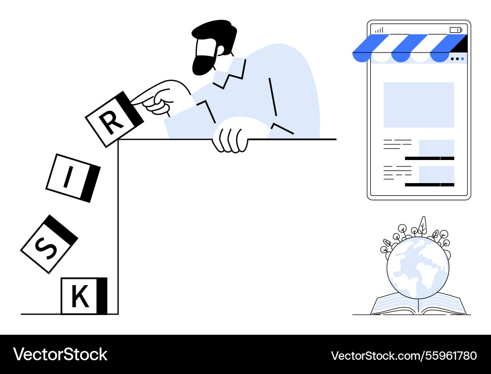 Decision-making process balancing risk with online Decision-making process balancing risk with online vector image