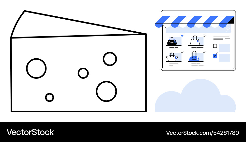E-commerce store displaying products next to large E-commerce store displaying products next to large Vector Image