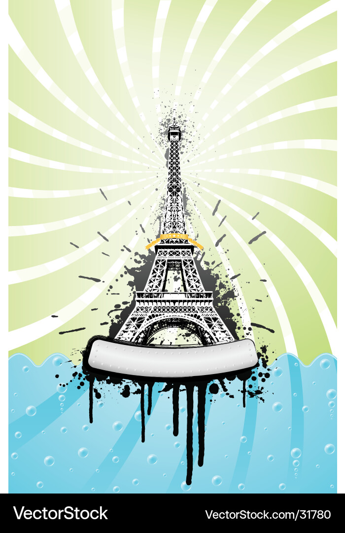 Eiffel Tower Grunge Splash Vector Image
