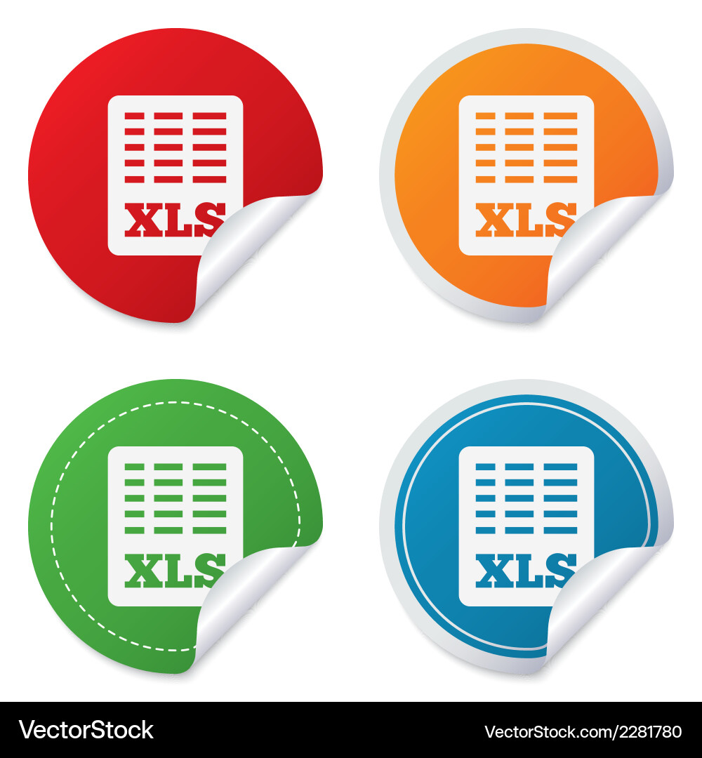 Excel file document icon download xls button Vector Image