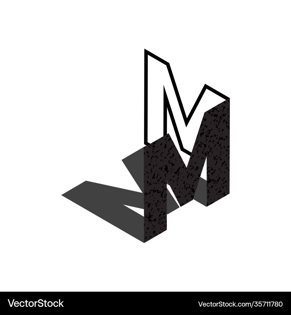 Flat isometric initial letter with shadow texture Flat isometric initial letter with shadow texture vector image