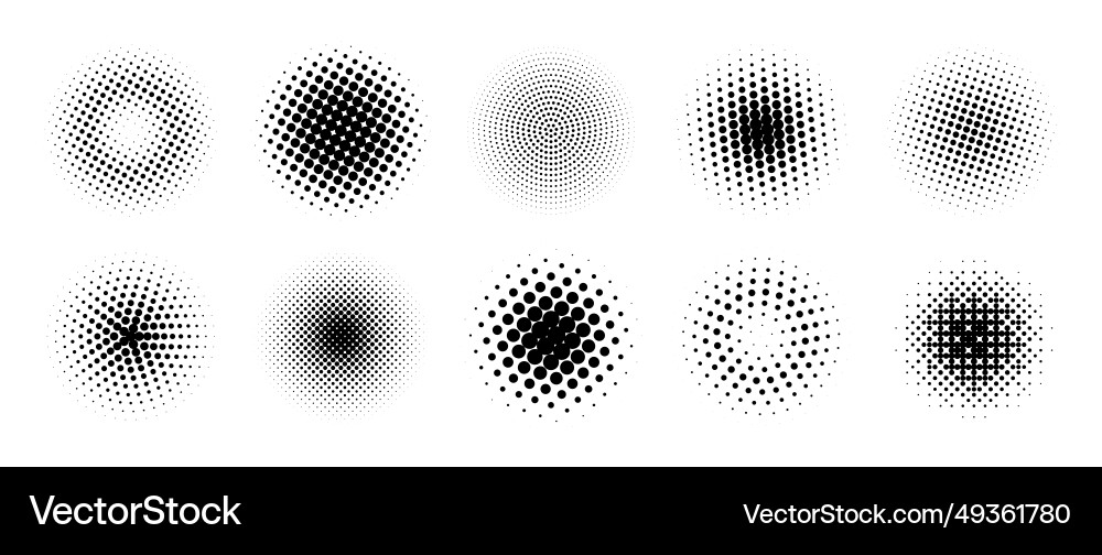 Halftone gradient circles collection dots Halftone gradient circles collection dots vector image