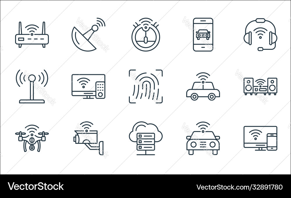Internet things line icons linear set quality Internet things line icons linear set quality vector image
