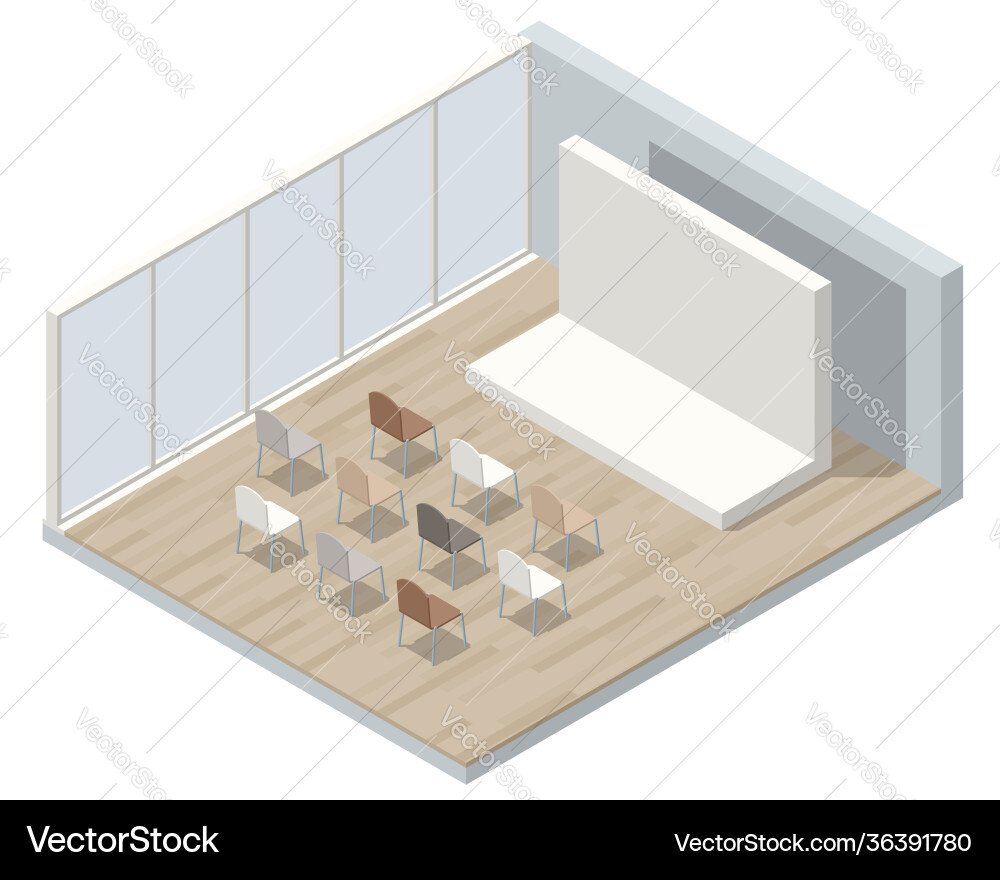 Isometric lecture hall audience an empty Isometric lecture hall audience an empty vector image