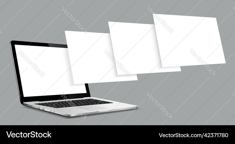 Laptop computer mockup with blank wireframing vector image