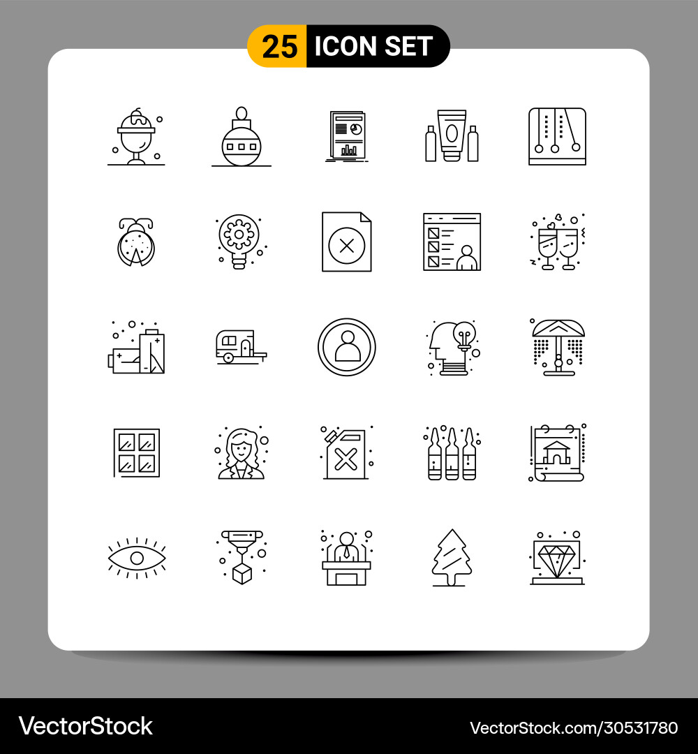 Modern set 25 lines and symbols such as game vector image