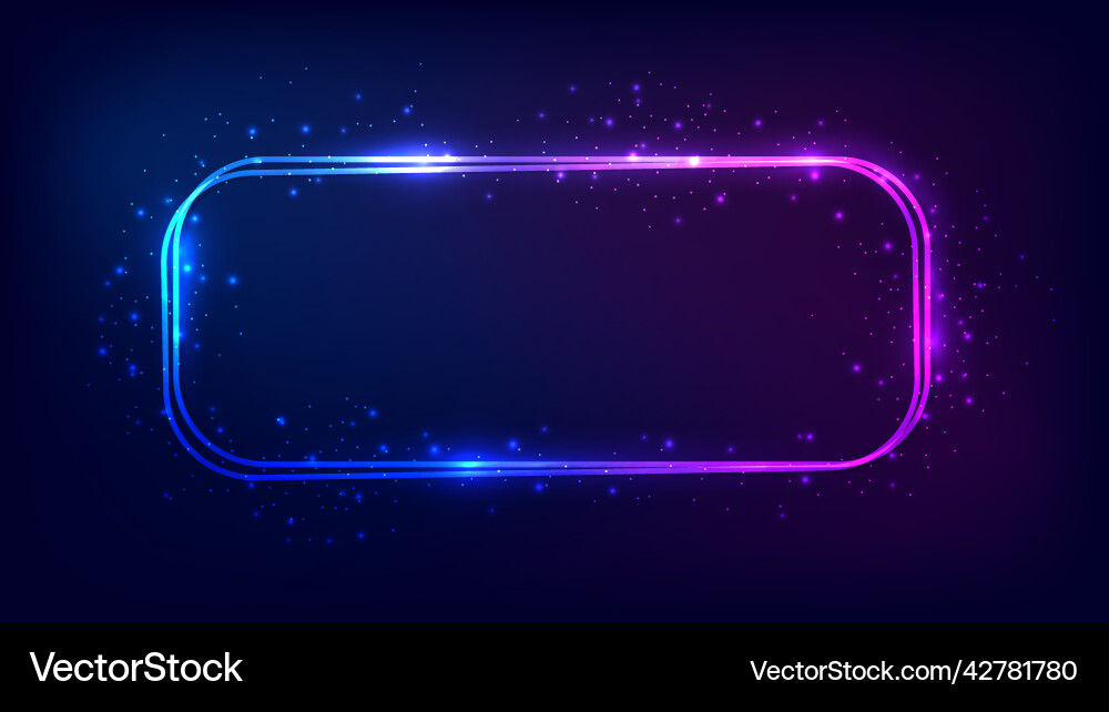 Neon double rounded rectangular frame Neon double rounded rectangular frame Vector Image