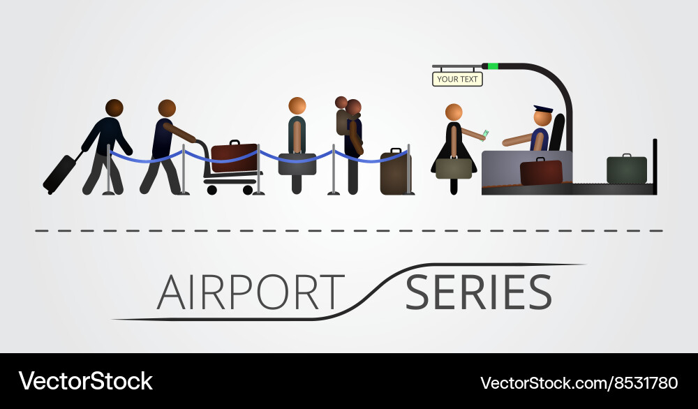 People stand in a queue to the flight check-in vector image