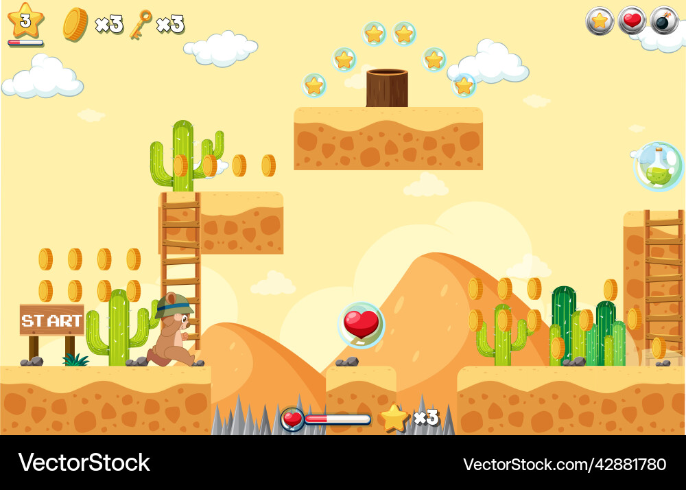 Platform game background template Platform game background template vector image