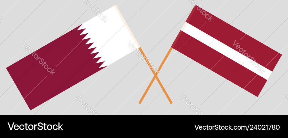 Qatari and latvian flags Vector Image