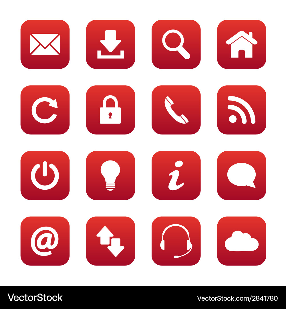 Red Web Button Set vector image