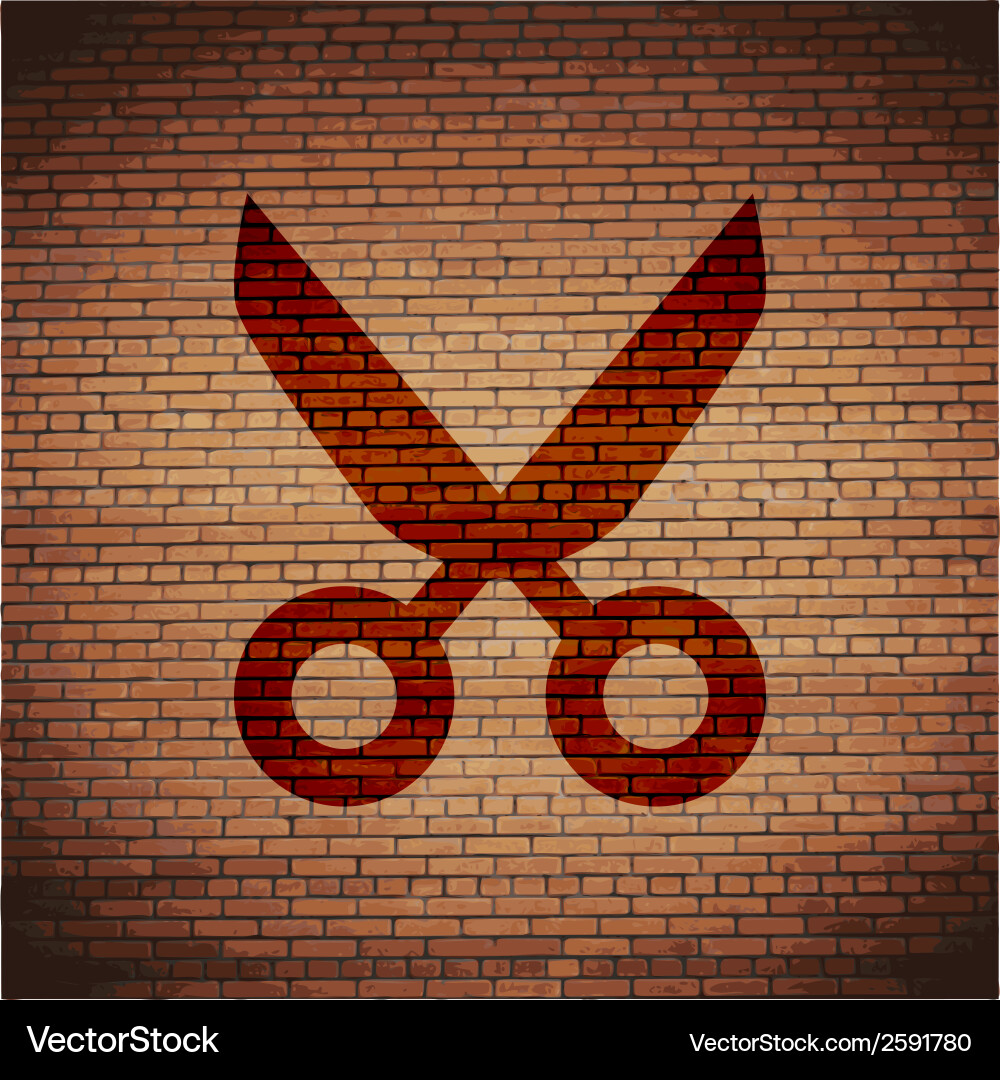 Scissors flat modern web button and space for your vector image