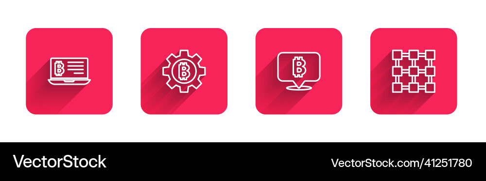 Set line mining bitcoin from laptop Set line mining bitcoin from laptop Vector Image