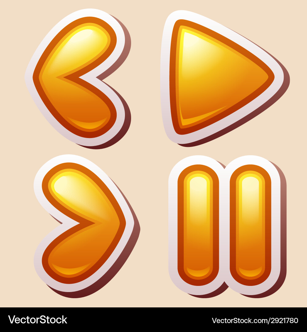 Set of buttons back next pause play Vector Image