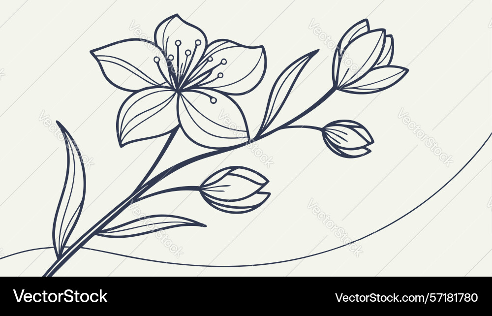 Simple floral branch outline design generative ai Vector Image