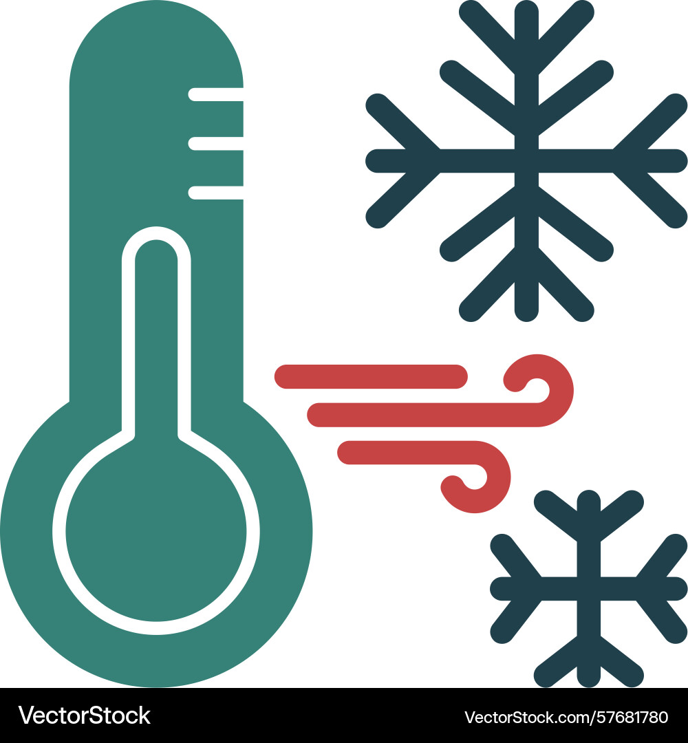 Snowflake with thermometer glyph multi color icon Vector Image