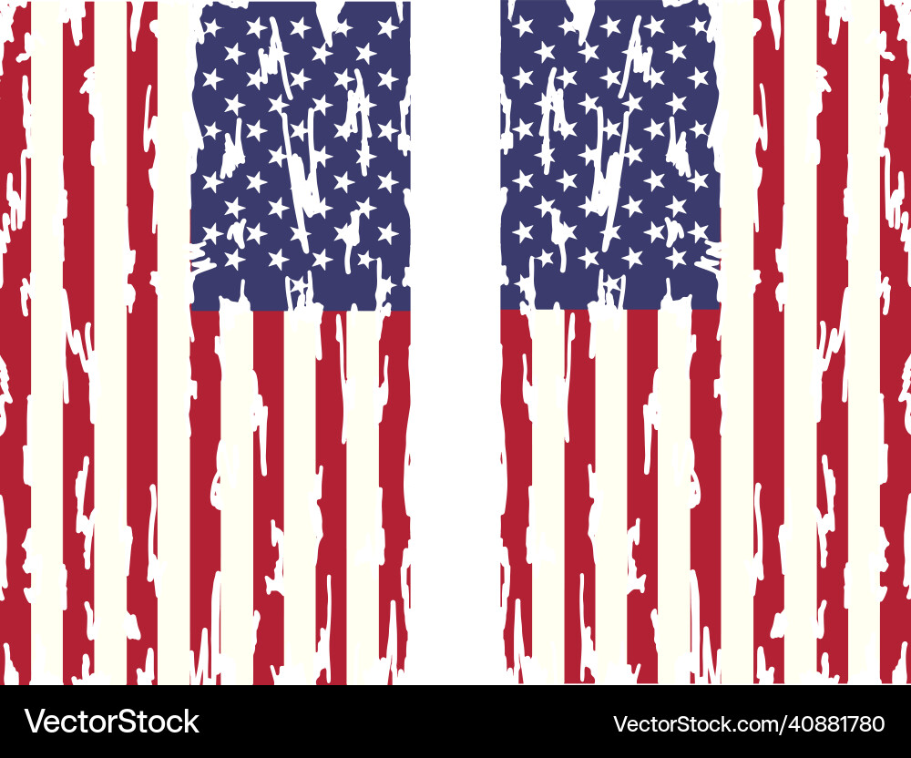 Usa flag distressed american set vector image