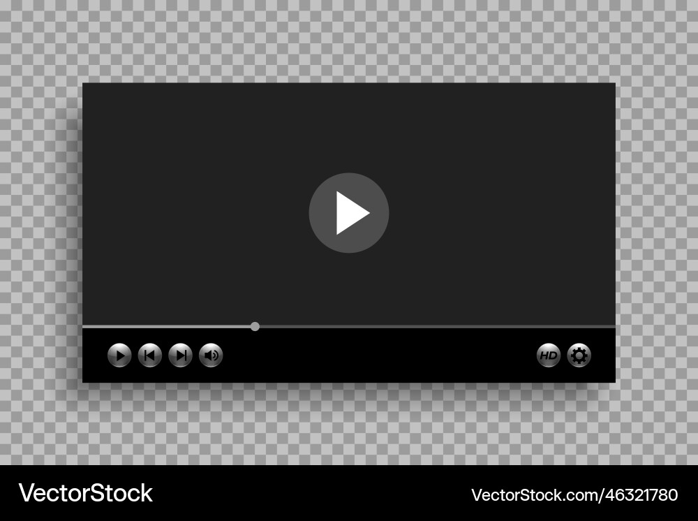 Video player template with glossy buttons design vector image