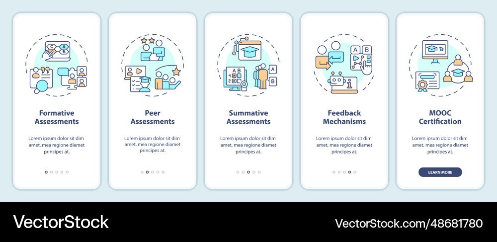 Walkthrough mooc with line icons concept Walkthrough mooc with line icons concept vector image