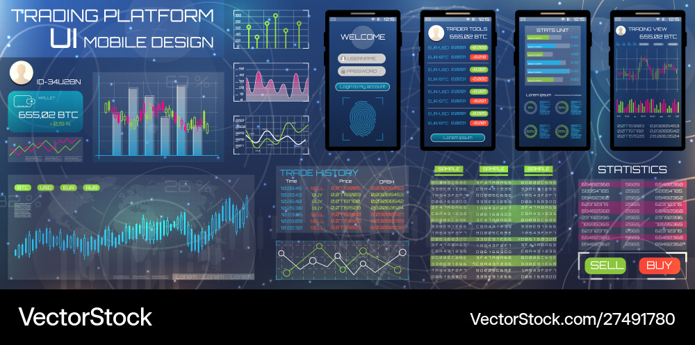 Web design template for trading platform trader Web design template for trading platform trader vector image