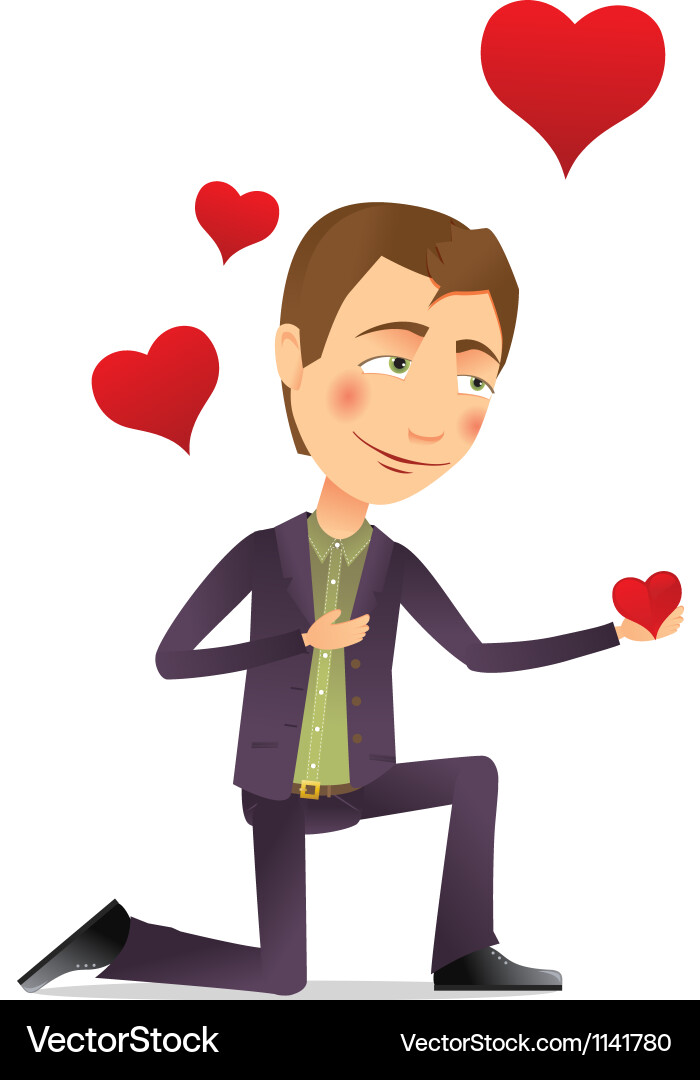 Young man with a red heart Vector Image