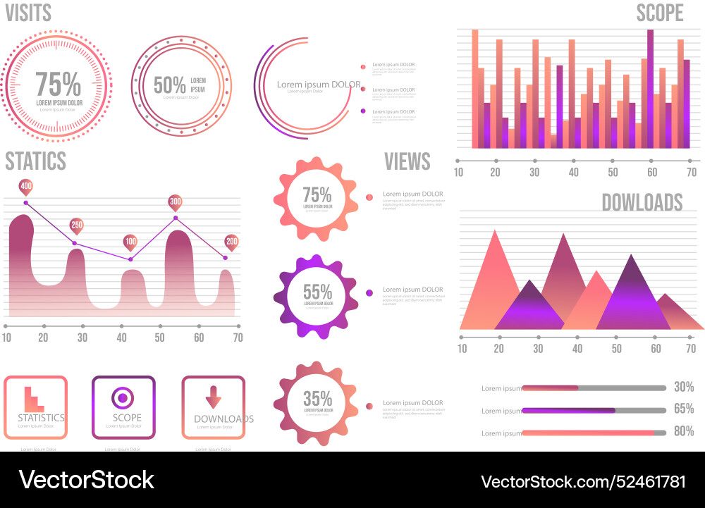Dashboard element collection template Vector Image