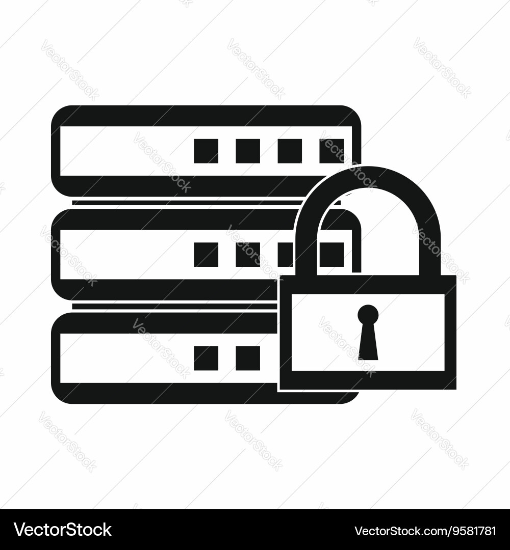 Database with padlock icon simple style vector image