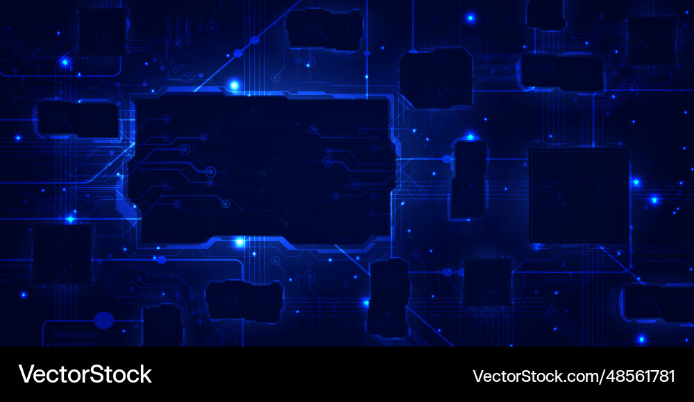 Digital technology cpu processor chip blue tech Digital technology cpu processor chip blue tech vector image