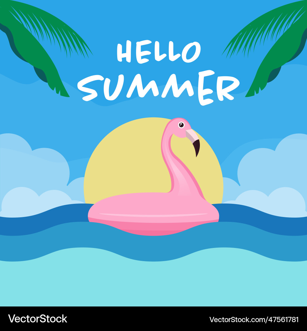 Flat design hello summer with buoy float on sea Flat design hello summer with buoy float on sea Vector Image