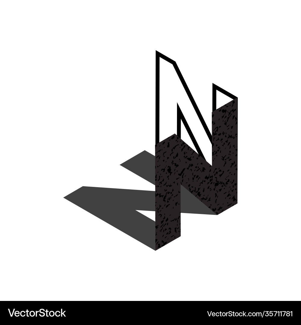 Flat isometric initial letter with shadow texture Flat isometric initial letter with shadow texture vector image