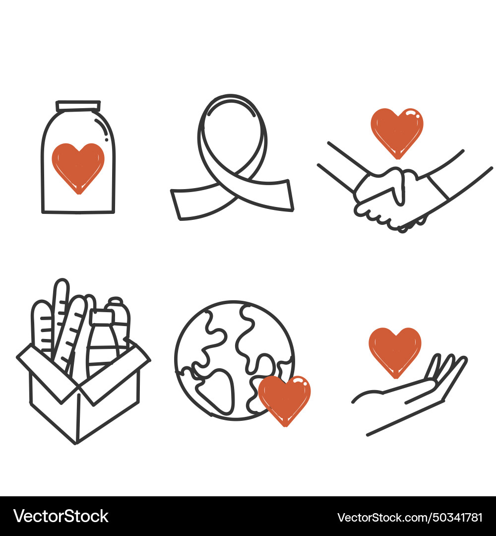 Hand gezeichnete Doodle Pflege Nächstenliebe und Spende Hand gezeichnete Doodle Pflege Nächstenliebe und Spende vektorbild