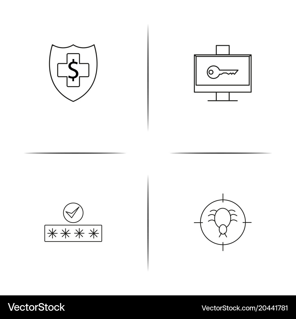 Internet security simple linear icon setsimple vector image