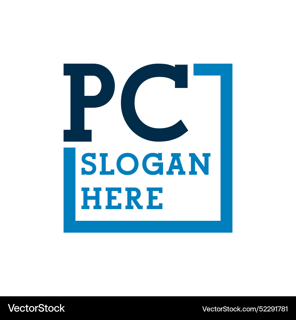 Minimal initials logo letters p and c pc initial Vector Image