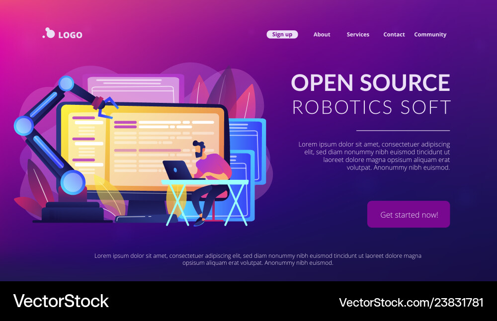 Open automation architecture concept landing page Open automation architecture concept landing page vector image