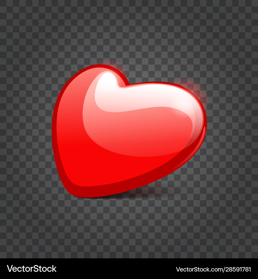 Red shiny heart shape isolated on transparency Red shiny heart shape isolated on transparency vector image