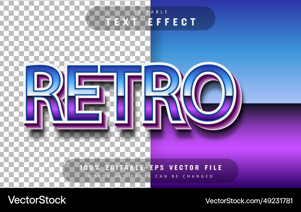 Retro text effect editable Retro text effect editable vector image