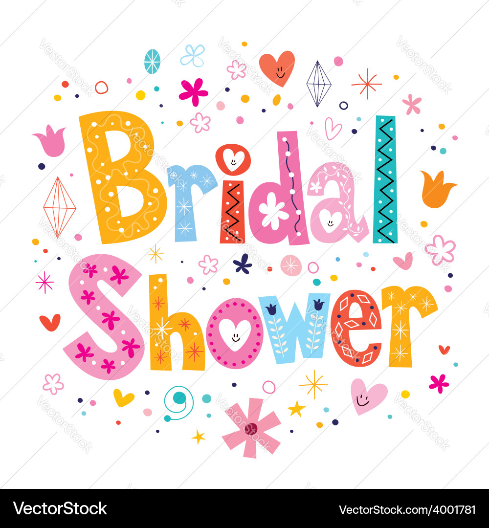 Romantic Shower Card Lettering Vector Image
