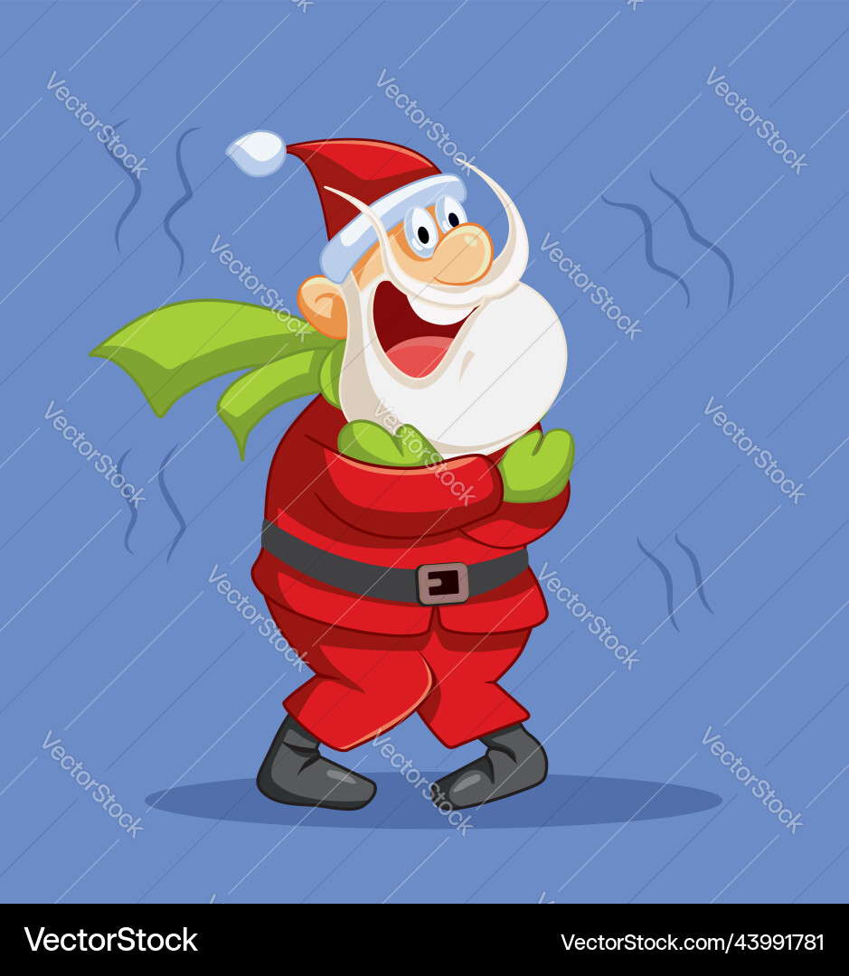Santa claus feeling cold trembling during winter Santa claus feeling cold trembling during winter vector image