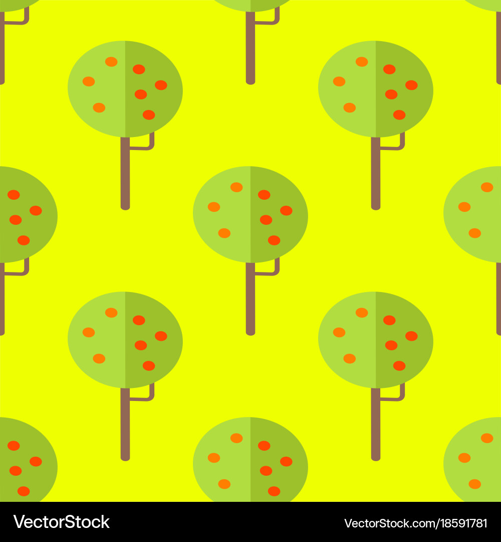Seamless pattern with apple trees on yellow Vector Image