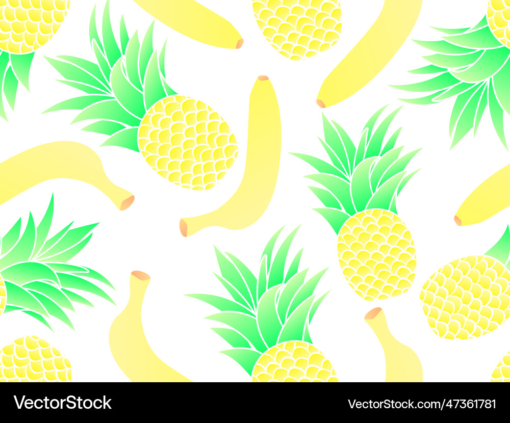 Seamless pattern with bananas and pineapples Seamless pattern with bananas and pineapples vector image