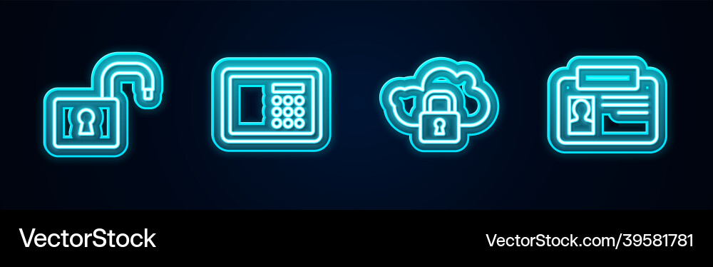 Set line open padlock safe cloud computing Set line open padlock safe cloud computing vector image