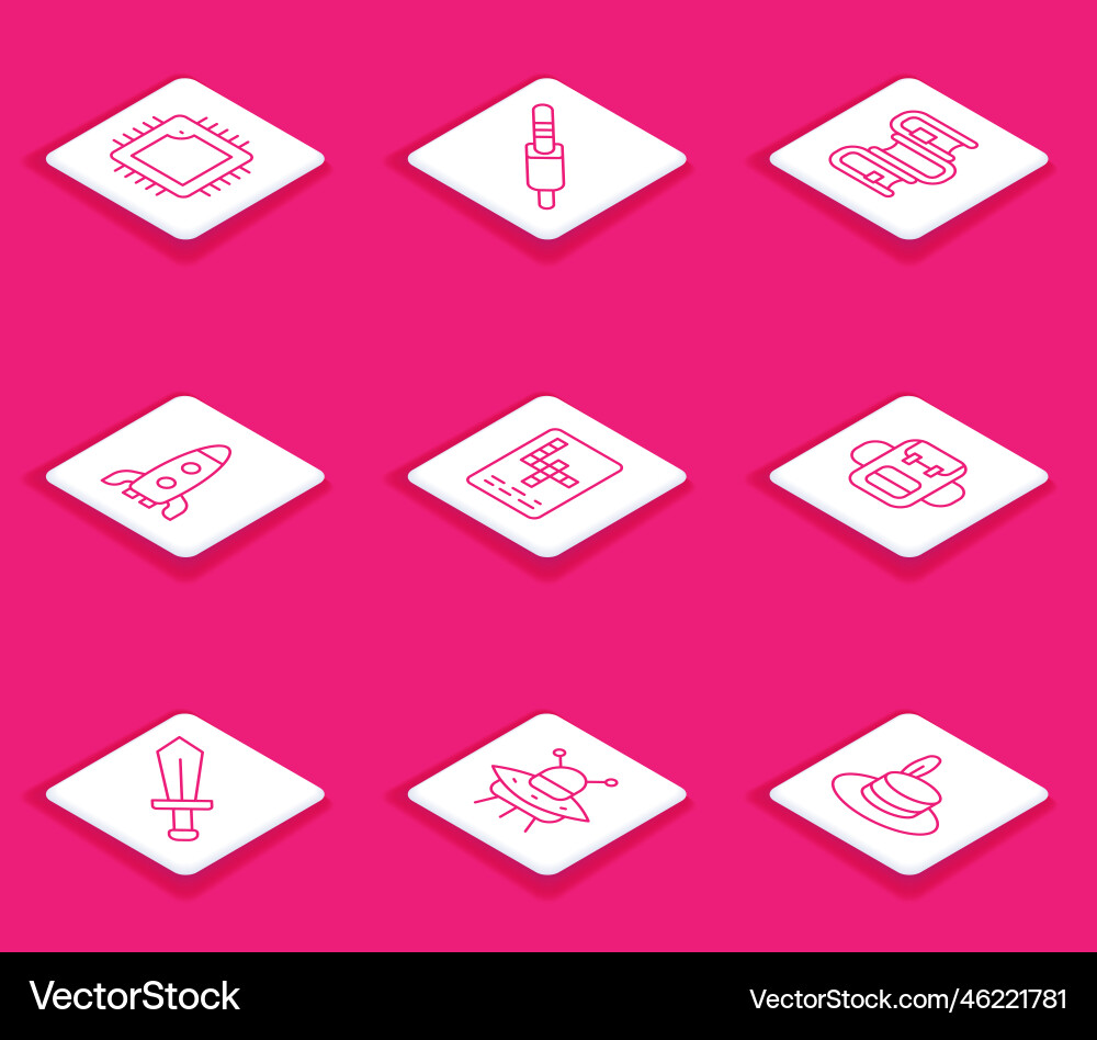 Set line processor with cpu audio jack book Set line processor with cpu audio jack book vector image