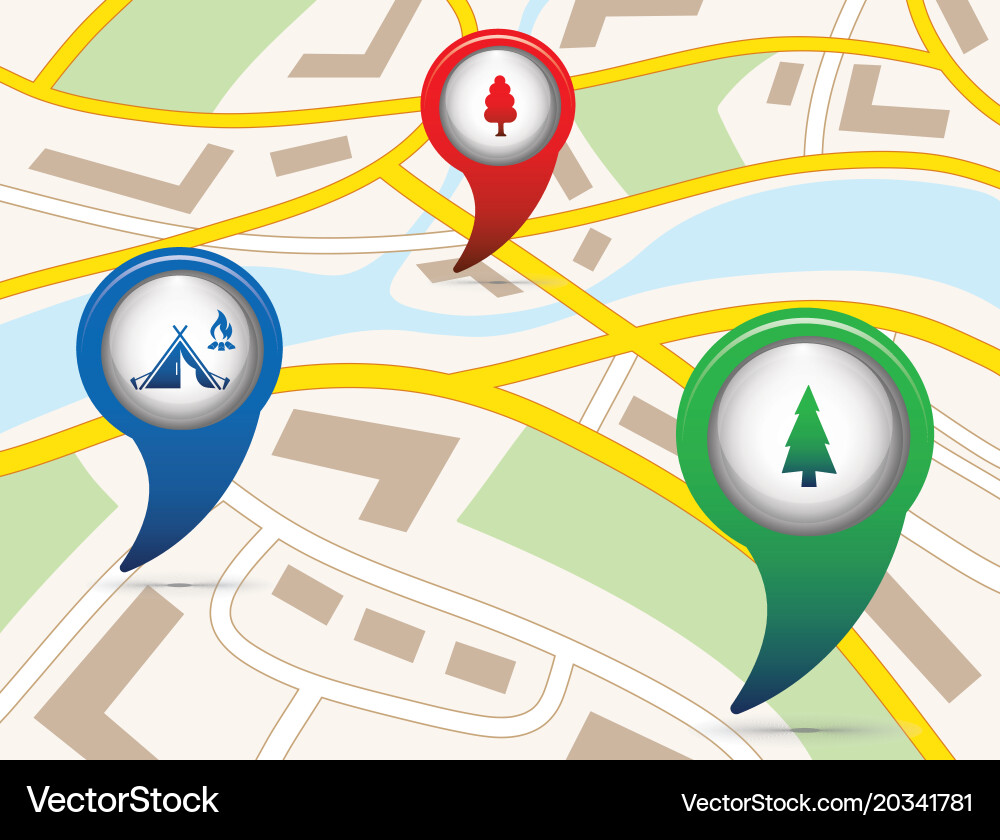 Set of tourism service map pointers vector image