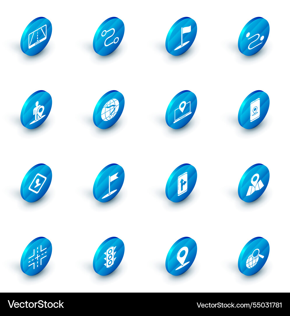 Set route location flag map marker vector image